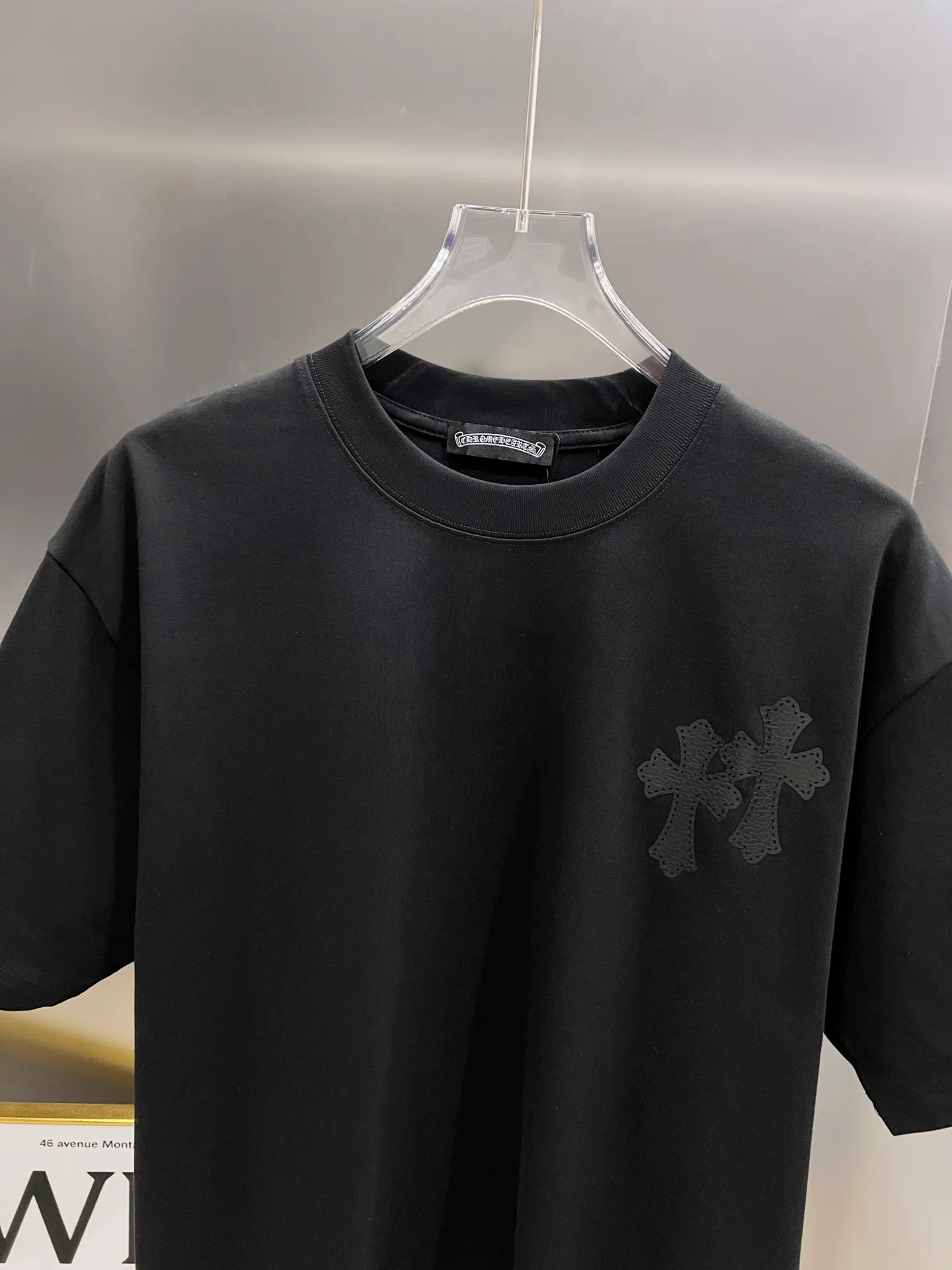 🅿️190 CH Crowe 2025 autumn and winter new short-sleeved T-shirt, cross foam technology + Middle Eastern Australian diamond design technology, the real thing is great🔥Same style for men and women, loose version, size S M L XL XXL five sizes black white